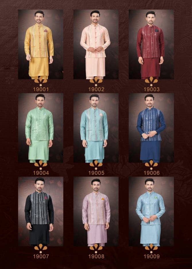 Outluk Wedding Collection Vol 19 Pure Silk Mens Modi Jacket Kurta Pajama Wholesale Online
